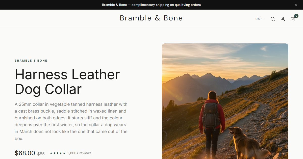 Bramble & Bone storefront, Clean Minimal style