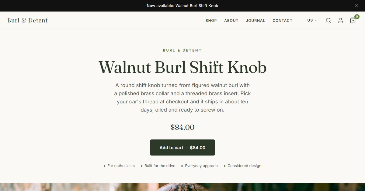 Burl & Detent storefront
