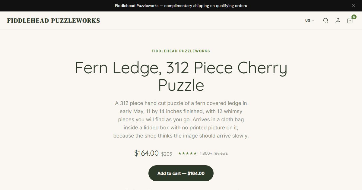 Fiddlehead Puzzleworks storefront, Garden Organic style