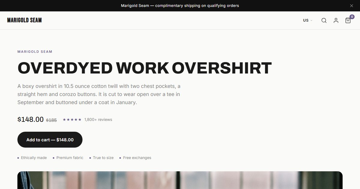 Marigold Seam storefront, Fashion Forward style