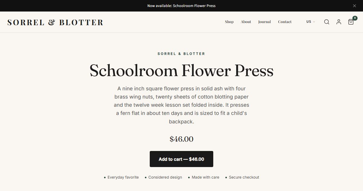 Sorrel & Blotter storefront