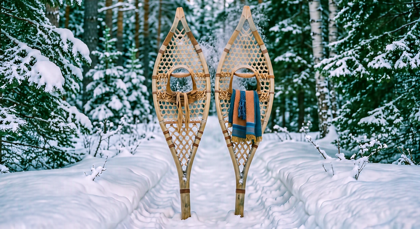 Maine Pattern Snowshoes, Ash and Rawhide